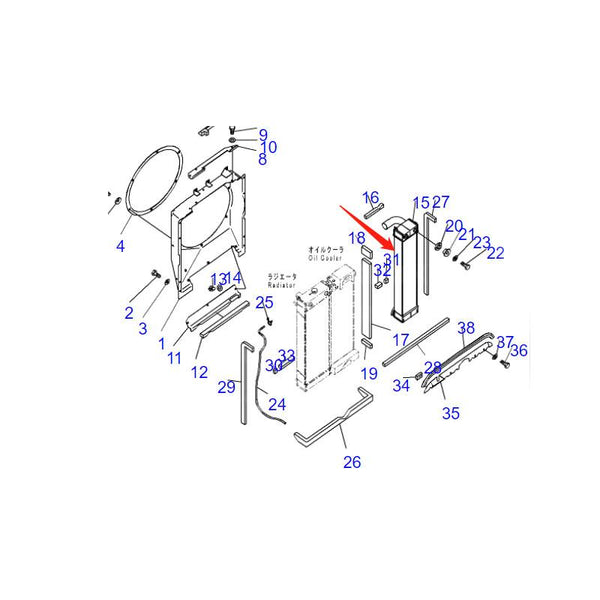 20Y-03-41131 20Y0341131 AFTER COOLER FOR KOMATSU PC200 PC210 PC230NHD