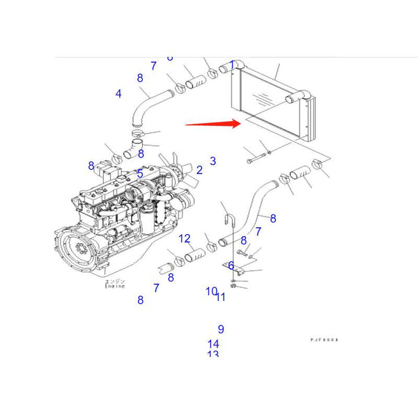 6156-61-5100 AFTER COOLER ASS'Y For KOMATSU FD200 FD250Z SAA6D114E SAA6D125E WA380 WA400 WA430 WA450 WA470 WA480