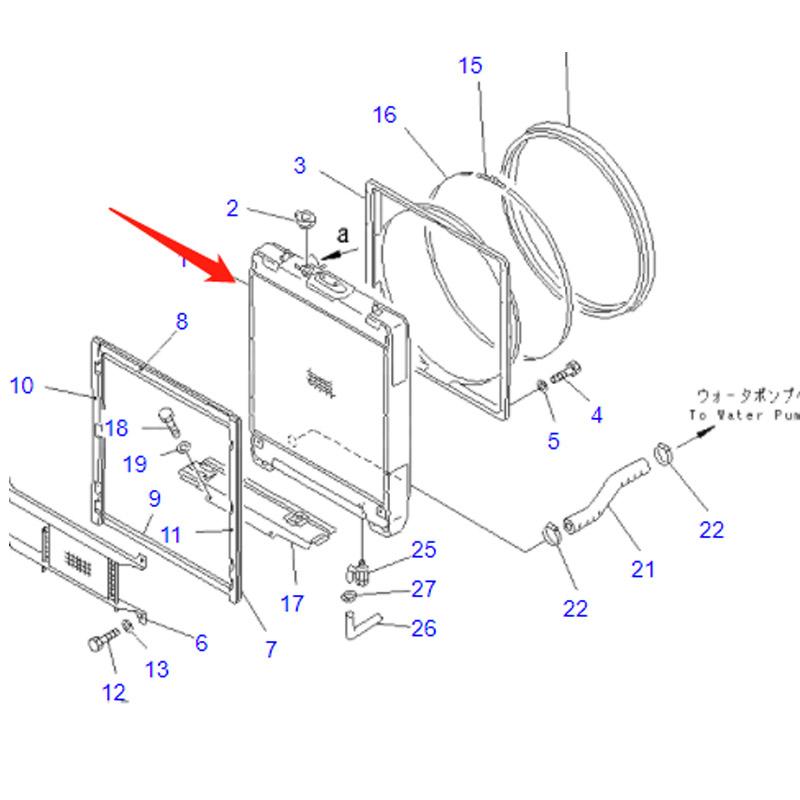 D85ESS-2 RADIATOR 14X-03-11321 Water Tank For Komatsu Excavator