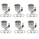 New 6 Sets STD Piston Kit With Ring 12011-96504 For Nissan PF6TB Engine 133MM