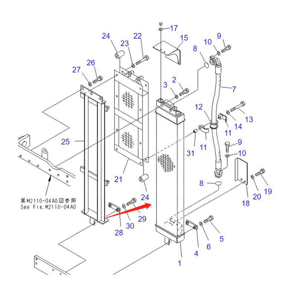 Oil Cooler 17M-03-45111 for Komatsu D275A-5 D275AX-5 Bulldozer