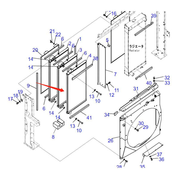 Oil Cooler 208-03-75140 208-03-75150 208-03-75160 for Komatsu PC400-8 PC450-8 PC550LC-8 Excavator