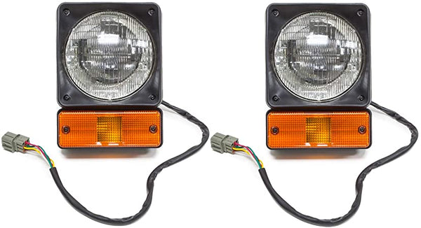 Set of 2, Front Headlight Headlamp Set with Indicator Light 700-21100 for JCB 2CX 3CX 4CX Backhoe