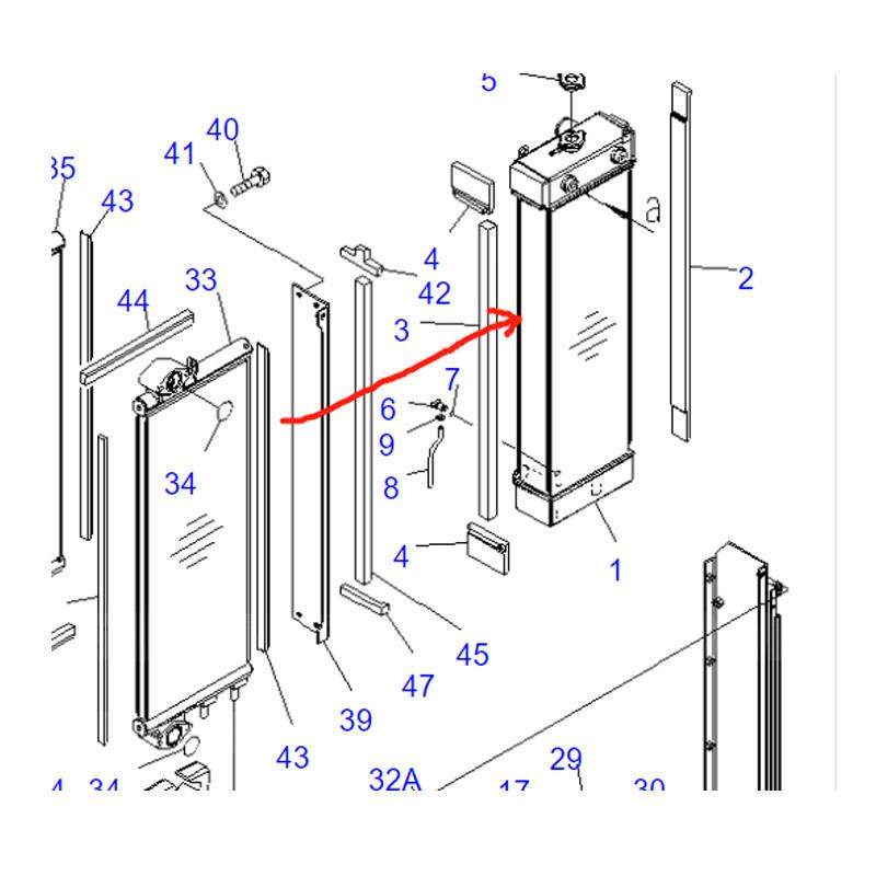 Water Tank Radiator 21K-03-71113 21K0371113 for Komatsu PC160-7 PC160LC-7