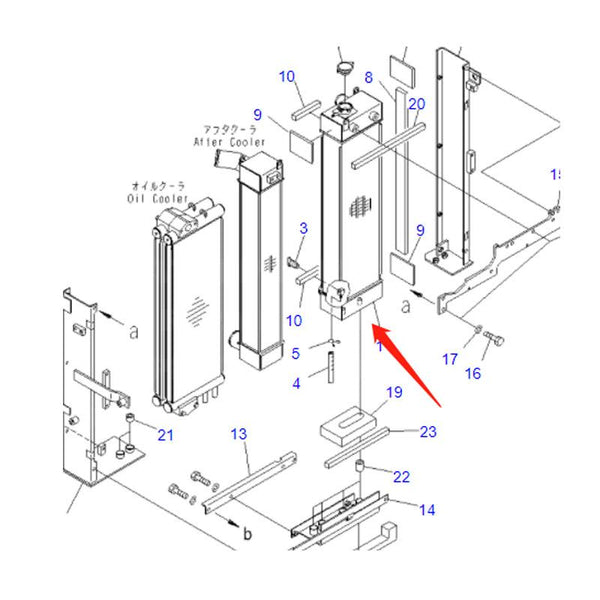 Water Tank Radiator 22B-03-12111 For Komatsu PC128UU-2 PC128US-2 PC138US-2